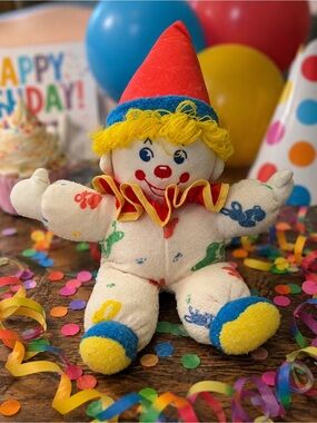 Vintage 1979 Dan Dee Terrycloth Circus Clown Plush Rattle Doll GUC retro toys 🤡